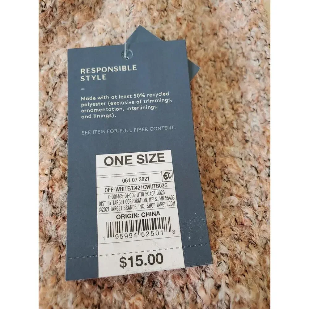 Universal Thread Womens Green Fleece Lined Knit Winter Beanie Lt Brown Accent - Picture 5 of 5